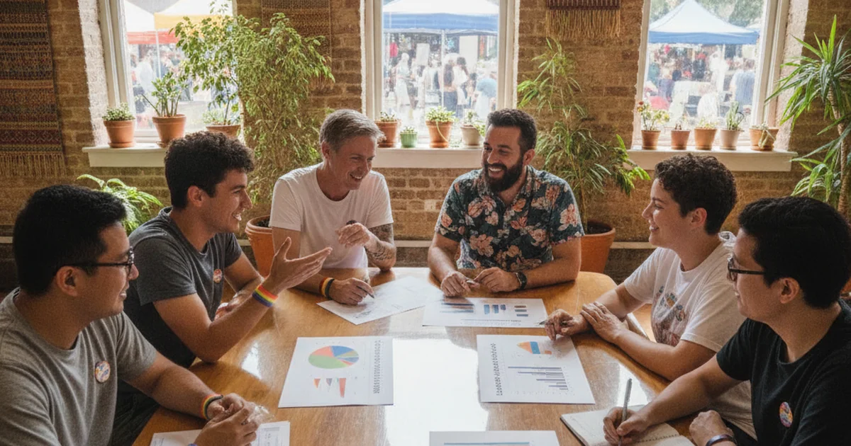 Diverse team of professionals reviewing research data at a modern conference table