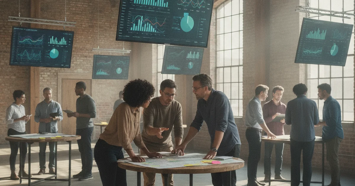 Modern research operations center with monitors displaying real-time data analytics